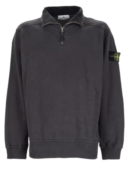 Stone Island Felpa Con Zip Corta E Patch Logo