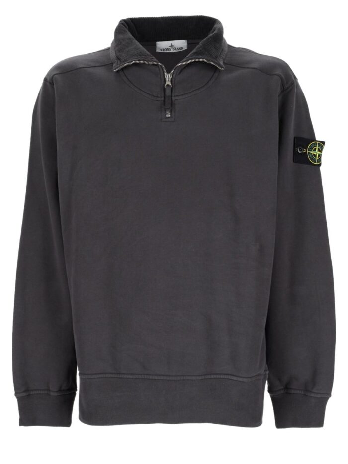 stone island felpa con zip corta e patch logo Stone Island Felpa Con Zip Corta E Patch Logo