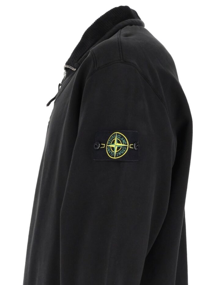 Stone Island Felpa Con Zip Corta E Patch Logo