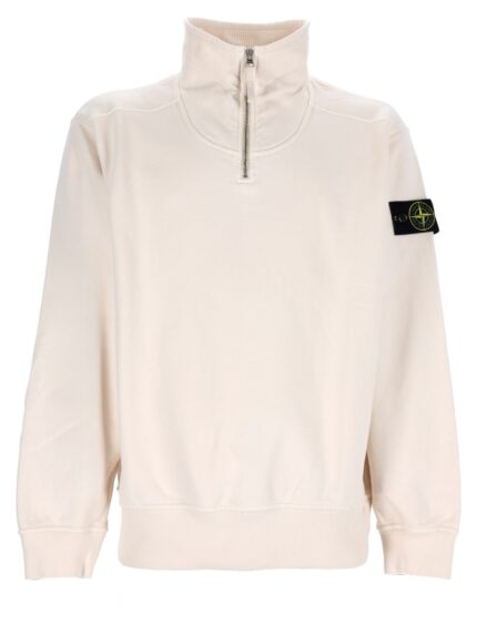 Stone Island Felpa Con Zip Corta E Patch Logo