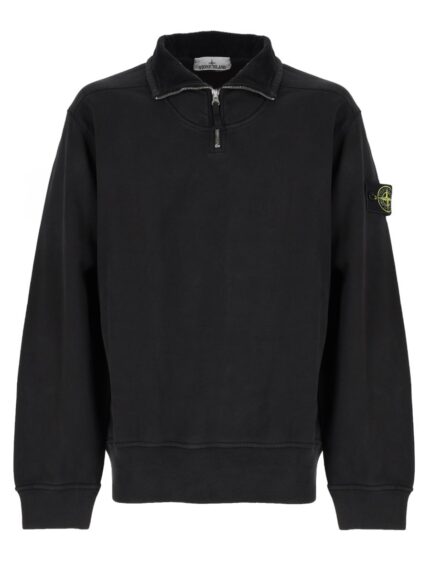 Stone Island Felpa Con Zip Corta E Patch Logo