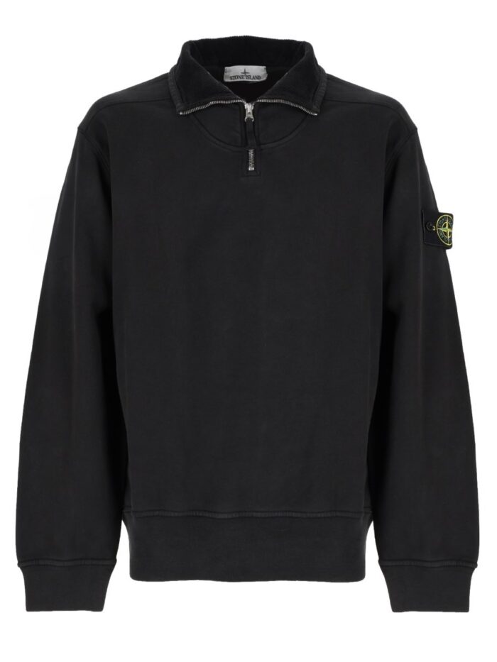 stone island felpa con zip corta e patch logo Stone Island Felpa Con Zip Corta E Patch Logo