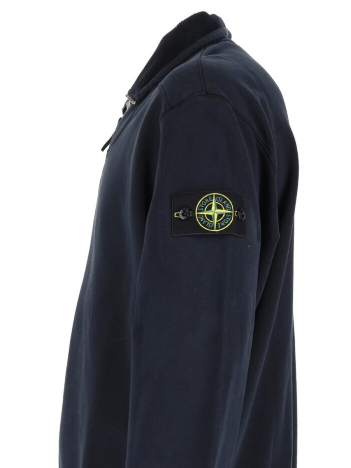 Stone Island Felpa Con Zip Corta E Patch Logo