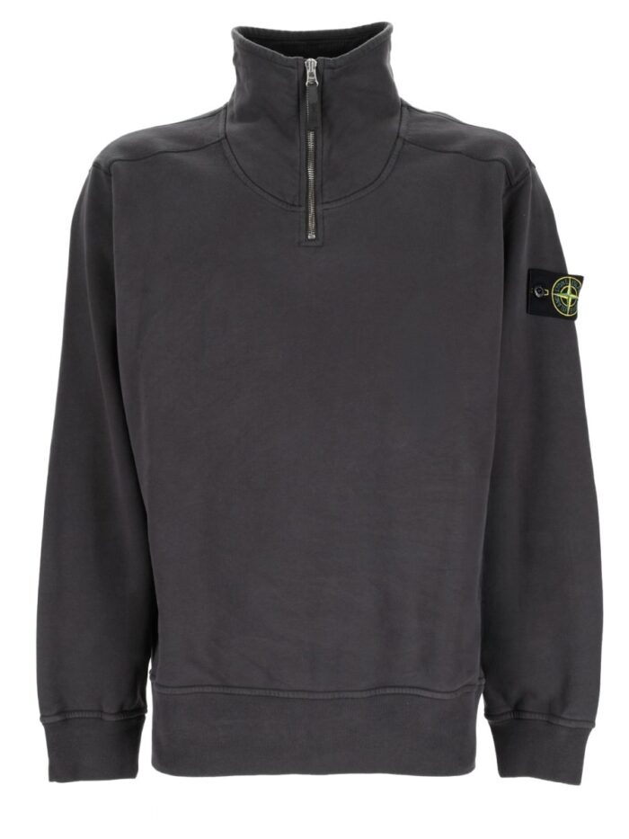 Stone Island Felpa Con Zip Corta E Patch Logo