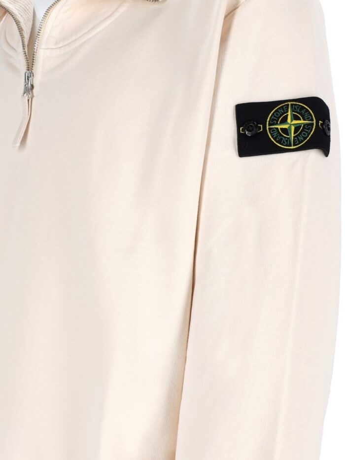 Stone Island Felpa Con Zip Corta E Patch Logo