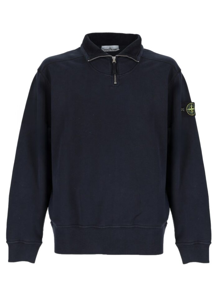 Stone Island Felpa Con Zip Corta E Patch Logo
