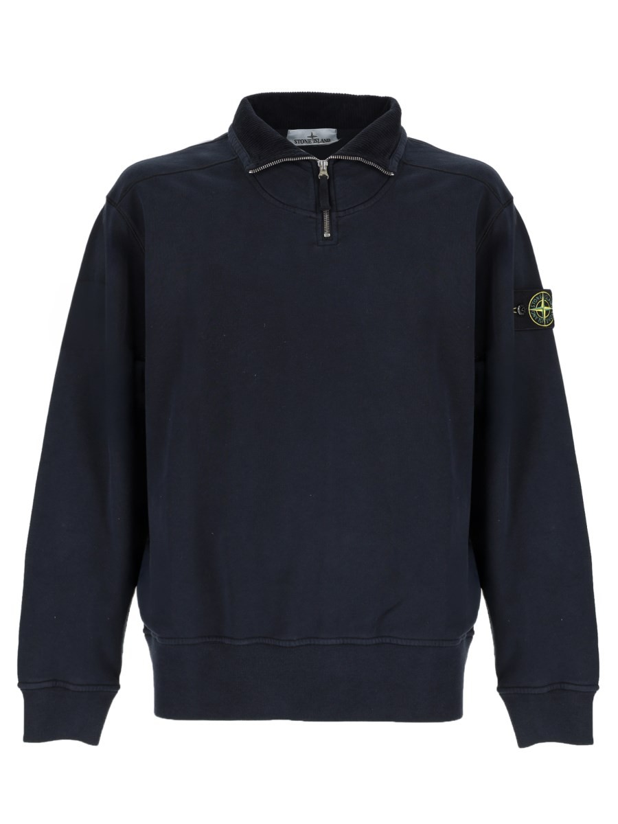 Stone Island Felpa Con Zip Corta E Patch Logo