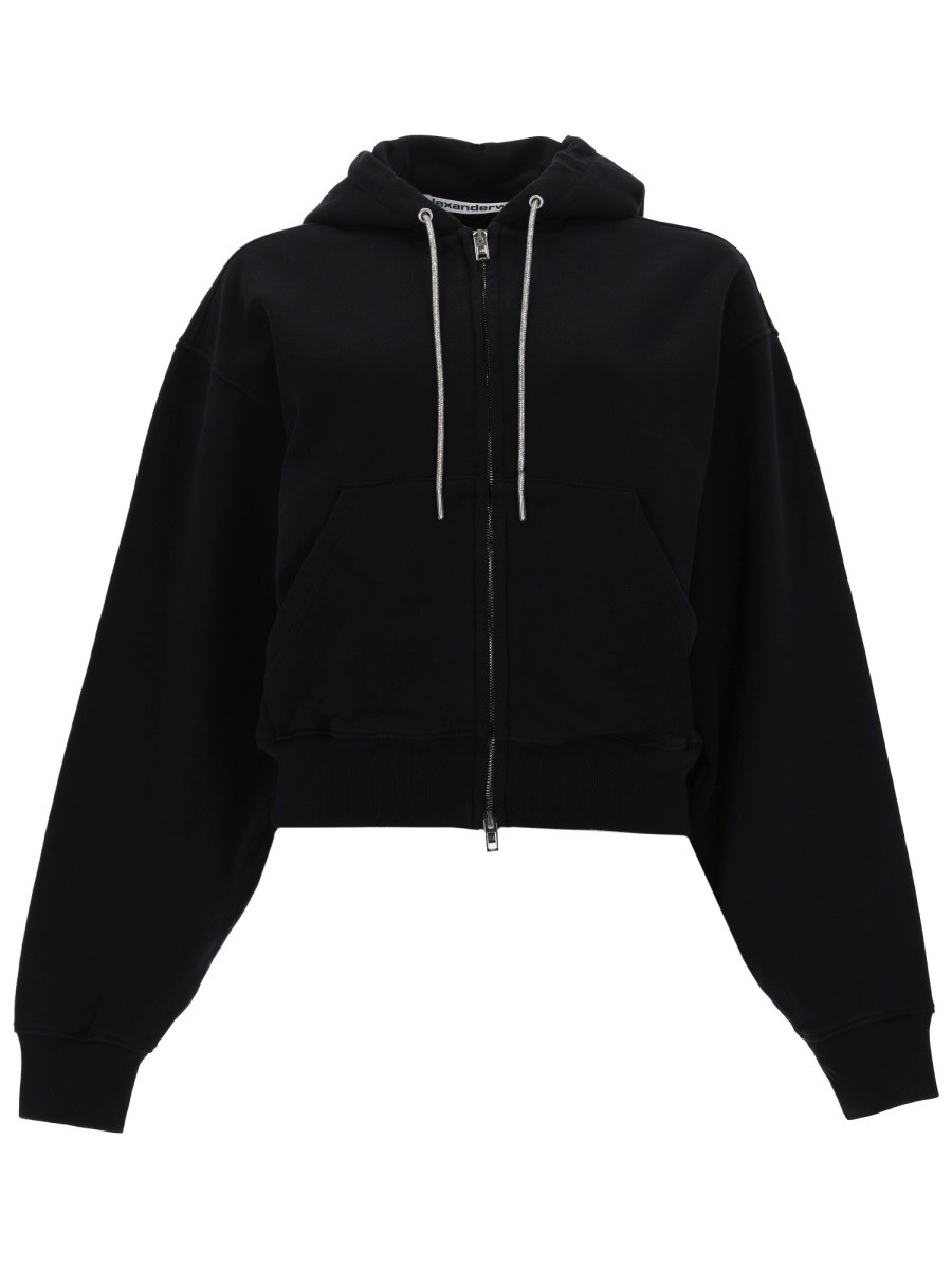Alexander Wang FELPA CON ZIP E CAPPUCCIO