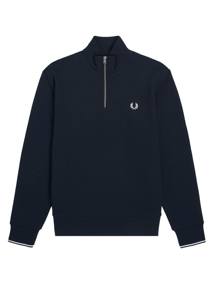 FRED PERRY Felpa In Cotone A Mezza Zip