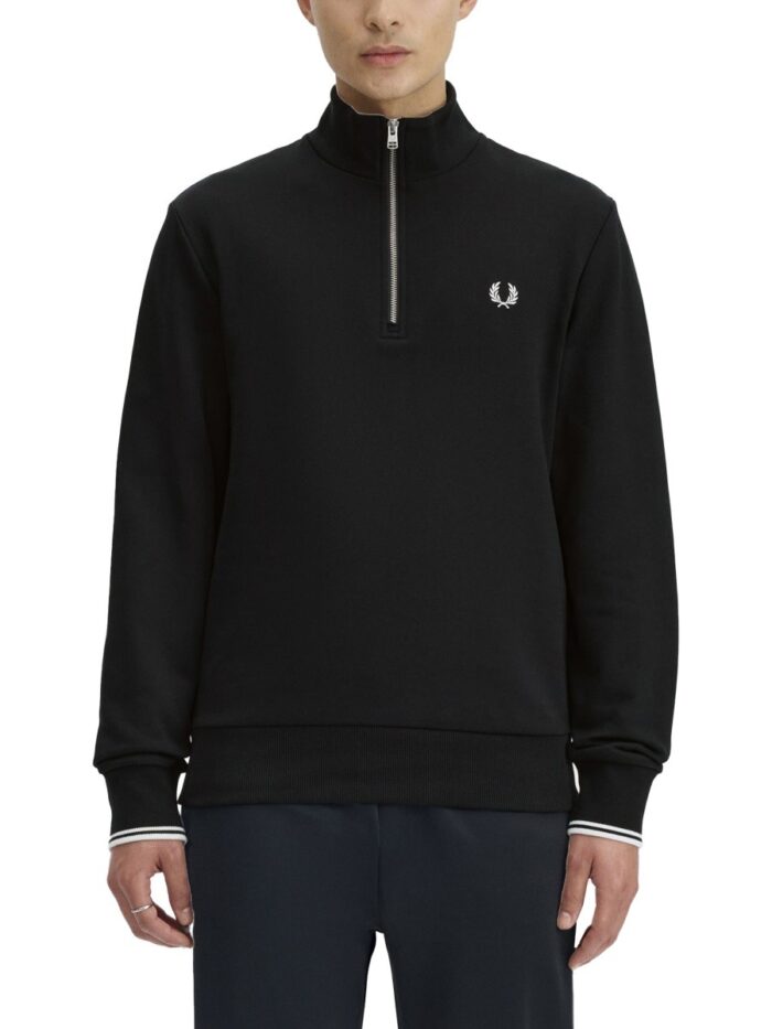 FRED PERRY Felpa In Cotone A Mezza Zip