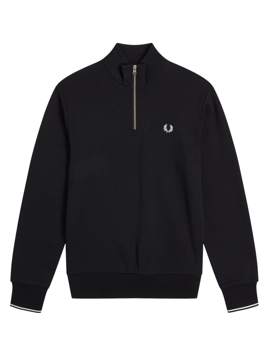 FRED PERRY Felpa In Cotone A Mezza Zip