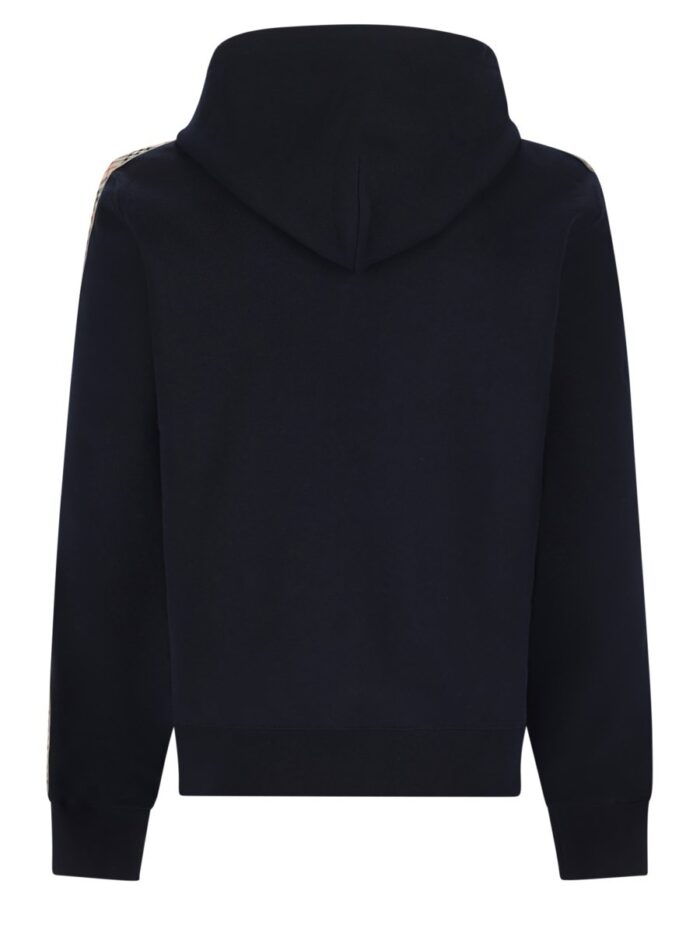 Burberry Felpa In Cotone Con Cappuccio, Cerniera E Finiture Check