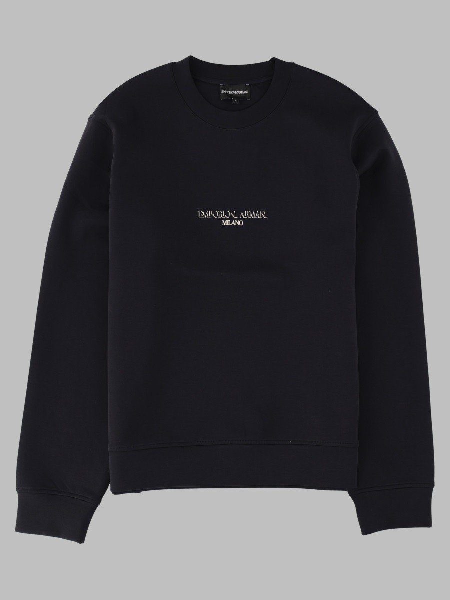 Emporio Armani Felpa In Double Jersey Con Logo A Contrasto