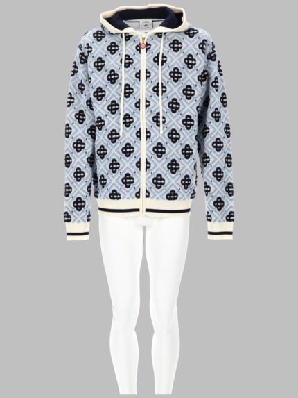 CASABLANCA FELPA MONOGRAM CON CAPPUCCIO E ZIP