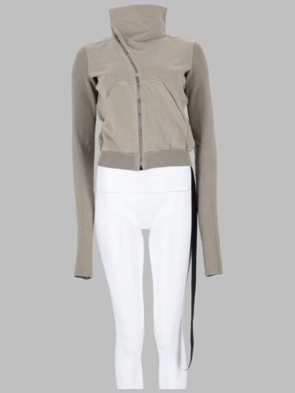 RICK OWENS DRKSHDW FELPA "MOUNTAIN" CON ZIP ASIMMETRICA