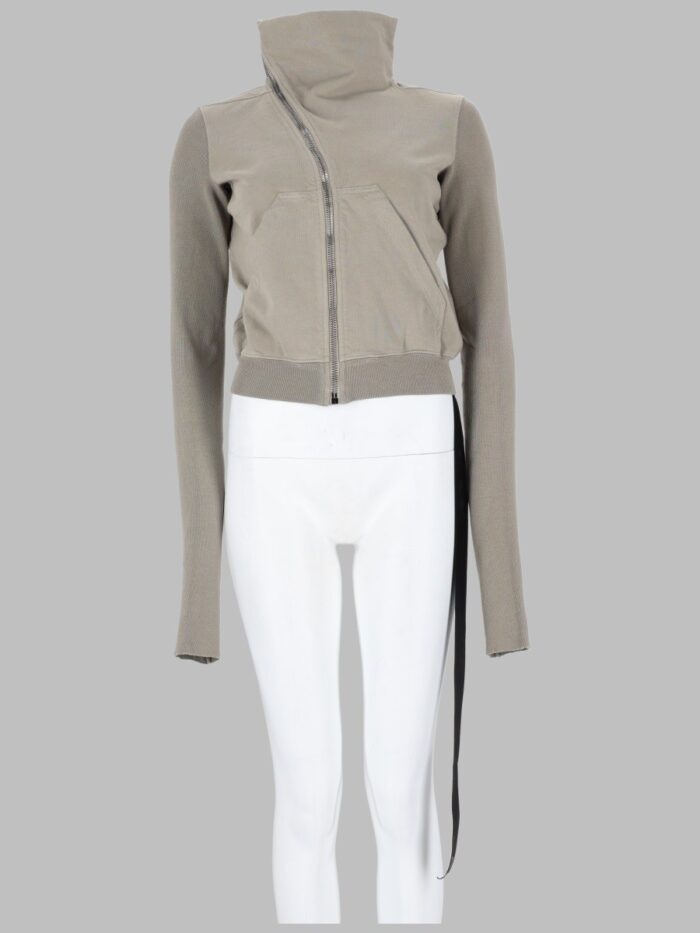 RICK OWENS DRKSHDW FELPA "MOUNTAIN" CON ZIP ASIMMETRICA