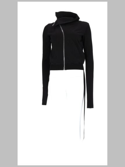 RICK OWENS DRKSHDW FELPA "MOUNTAIN" CON ZIP ASIMMETRICA