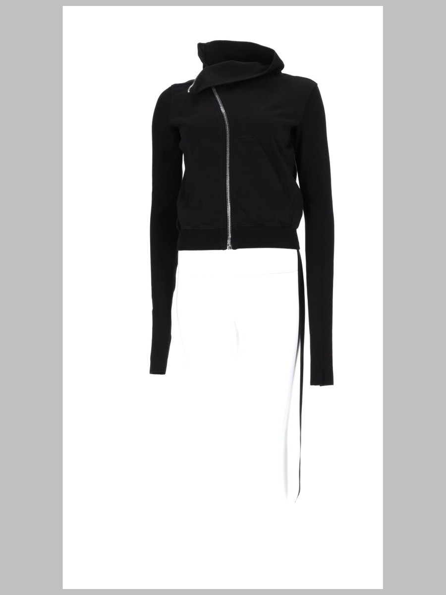 RICK OWENS DRKSHDW FELPA "MOUNTAIN" CON ZIP ASIMMETRICA