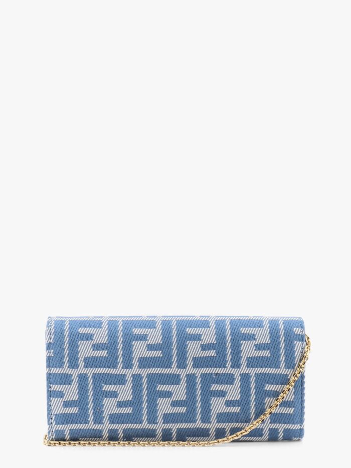 Fendi Baguette Continental With Chain Denim-effect Ff Jacquard Wallet