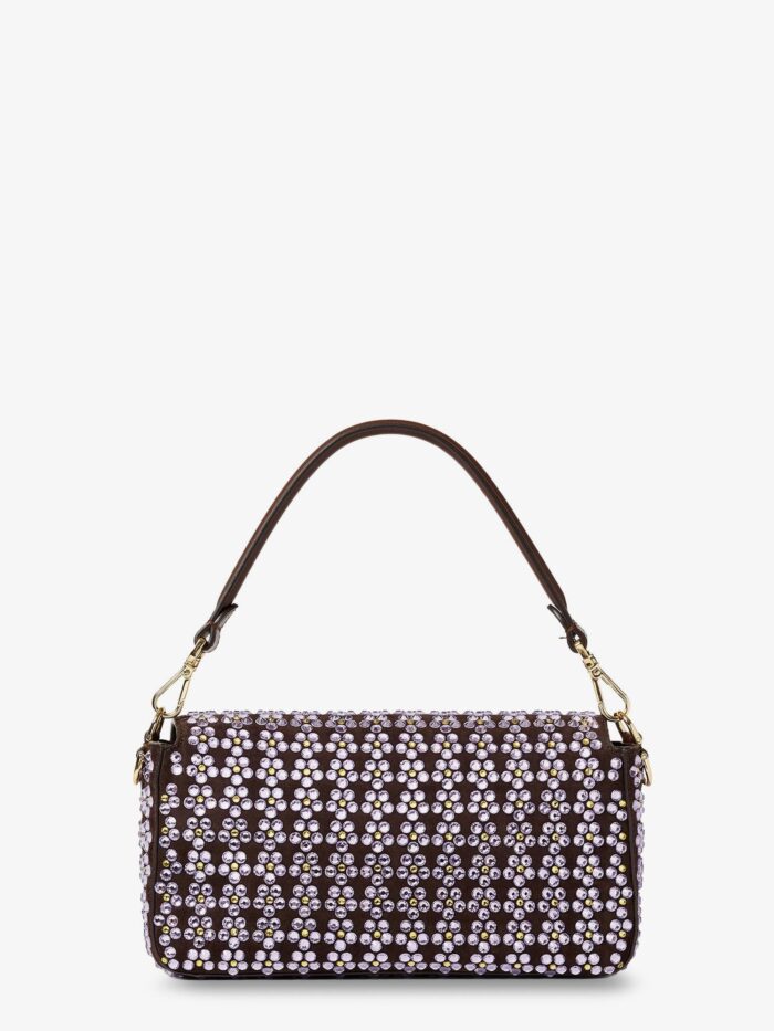 Fendi Baguette® Leather Crossbody Bag With Blooming Crystals Motif