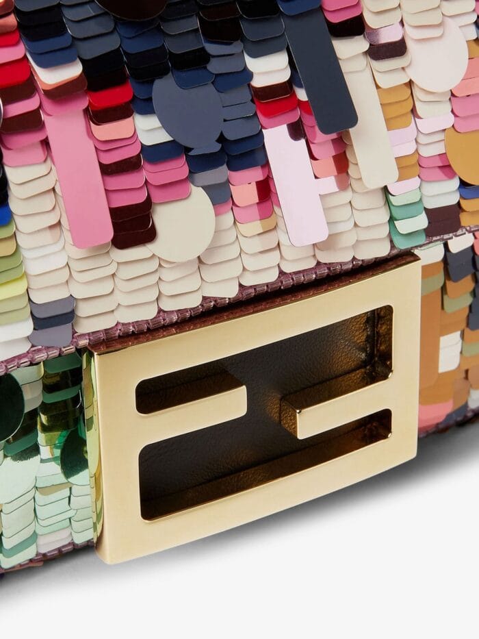 Fendi Baguette Mini Crossbody Bag With All-over Sequin Detail