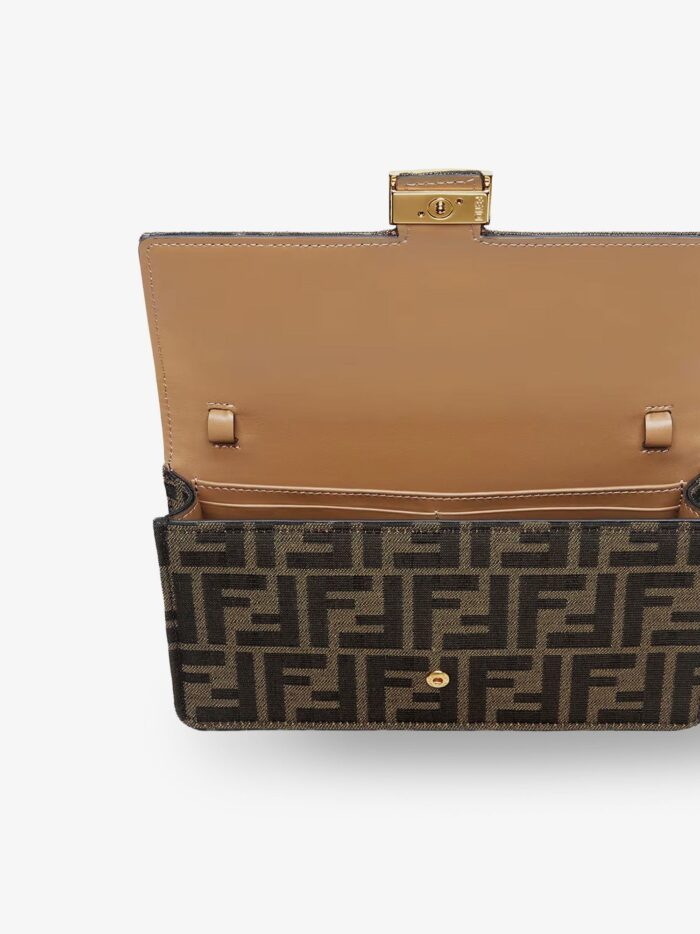 Fendi Baguette Wallet On Chain FF Jacquard Fabric Shoulder Bag