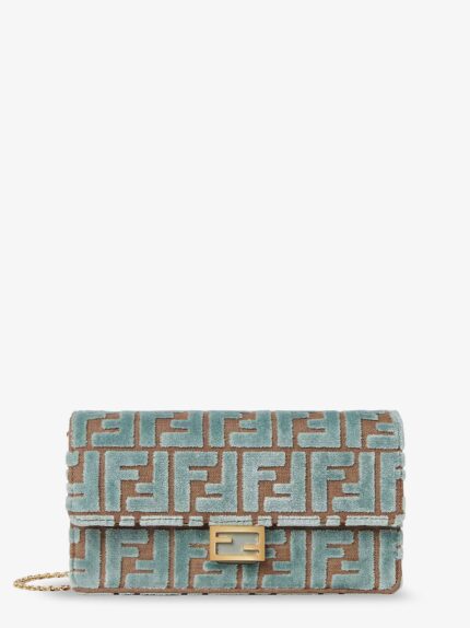 Fendi Baguette Wallet On Chain FF Jacquard Fabric Shoulder Bag
