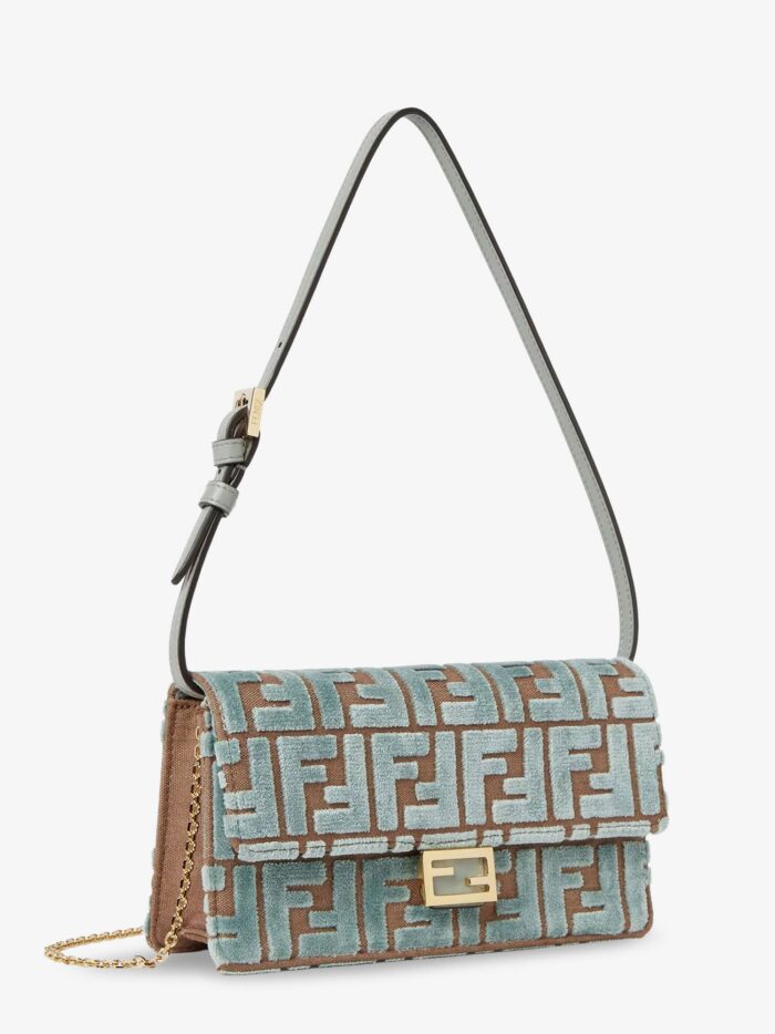 Fendi Baguette Wallet On Chain FF Jacquard Fabric Shoulder Bag