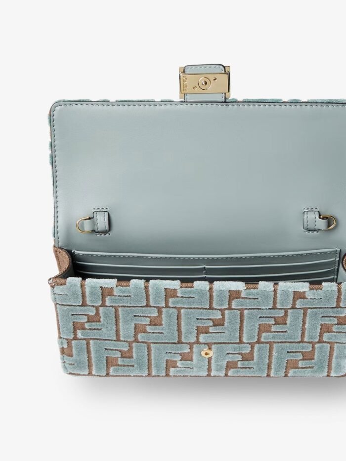 Fendi Baguette Wallet On Chain FF Jacquard Fabric Shoulder Bag