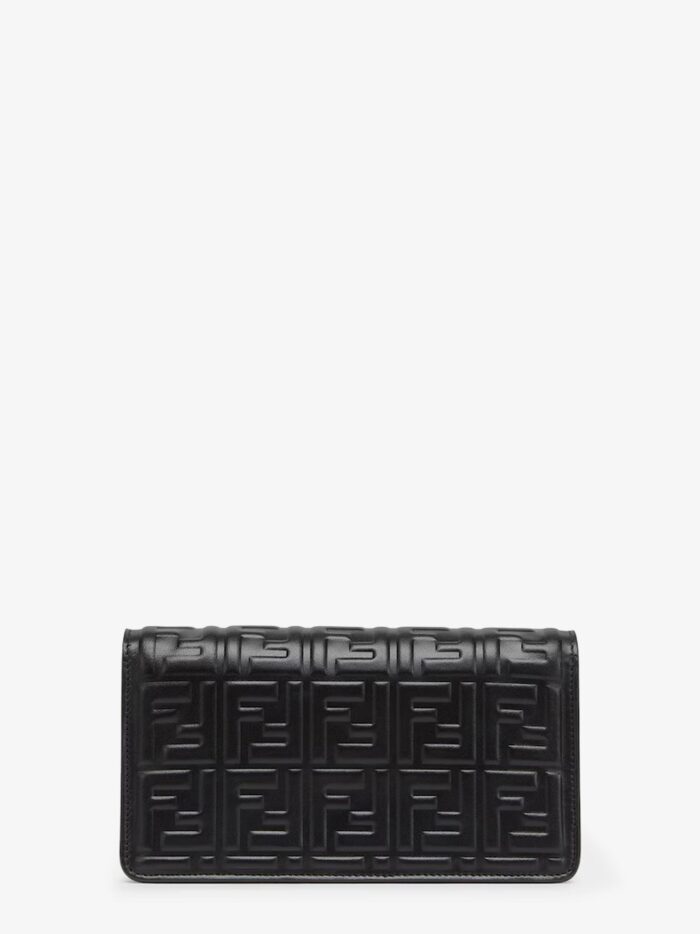 Fendi Baguette Wallet On Chain Leather Shoulder Bag With FF Motif