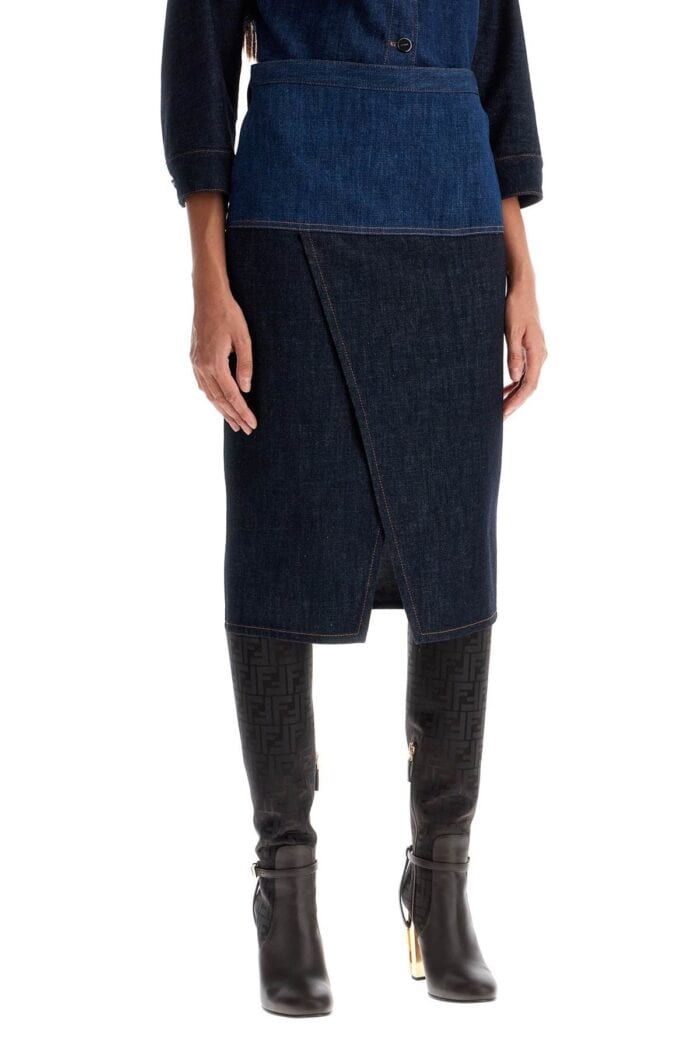 FENDI Bicolor Denim Skirt