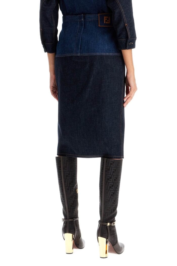 FENDI Bicolor Denim Skirt