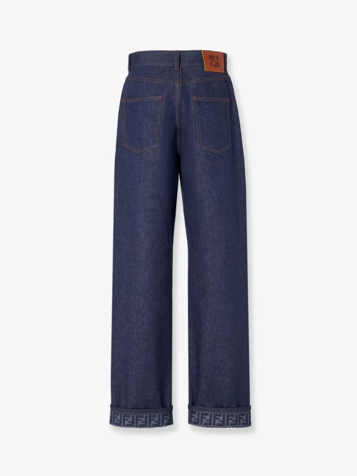 Fendi Blue Denim Jeans With FF Detail On The Bottom