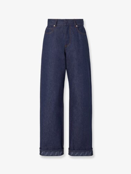 Fendi Blue Denim Jeans With FF Detail On The Bottom