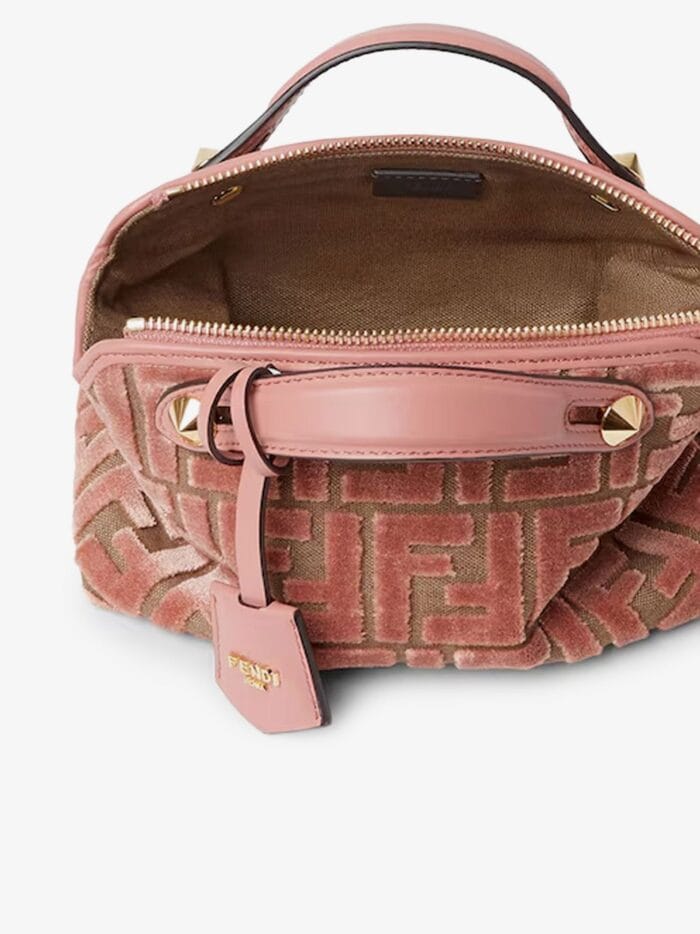 Fendi By The Way Soft Mini FF Jacquard Velvet And Leather Shoulder Bag