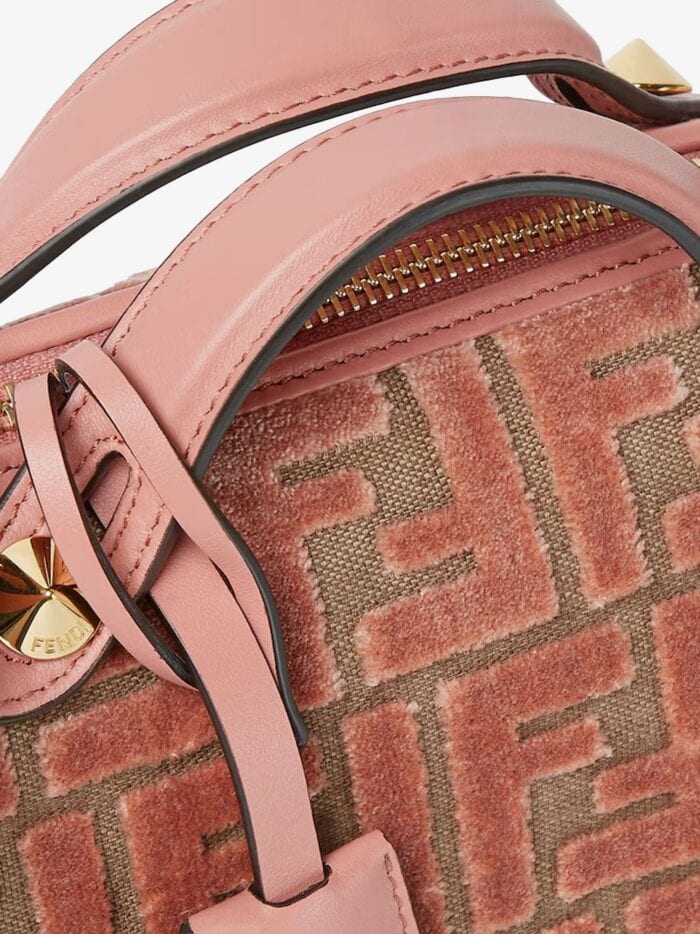 Fendi By The Way Soft Mini FF Jacquard Velvet And Leather Shoulder Bag
