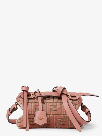 Fendi By The Way Soft Mini FF Jacquard Velvet And Leather Shoulder Bag
