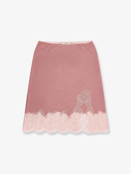 Fendi Cashmere And Silk Skirt With Lace Profiles