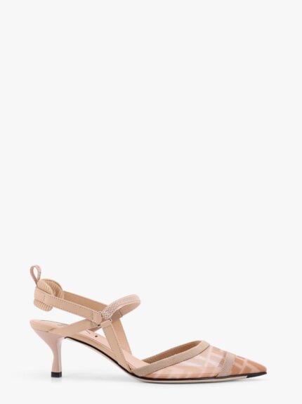 Fendi Colibrì Leather And Mesh Slingback With FF Motif