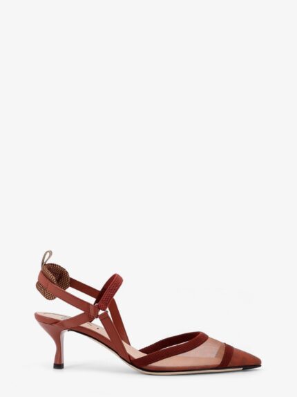Fendi Colibrì Leather And Mesh Slingback With FF Motif
