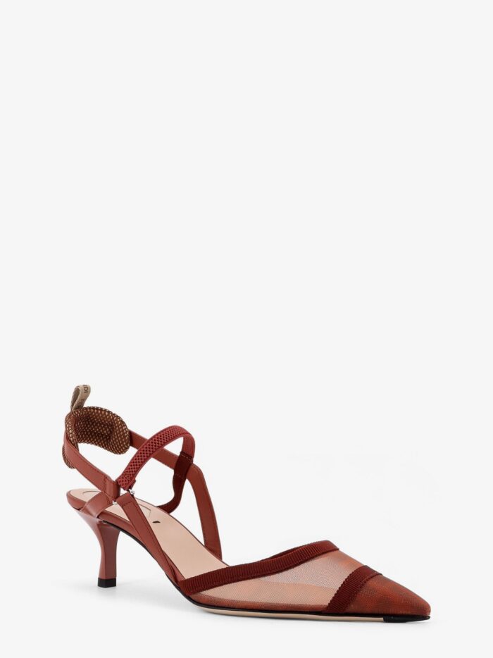 Fendi Colibrì Leather And Mesh Slingback With FF Motif