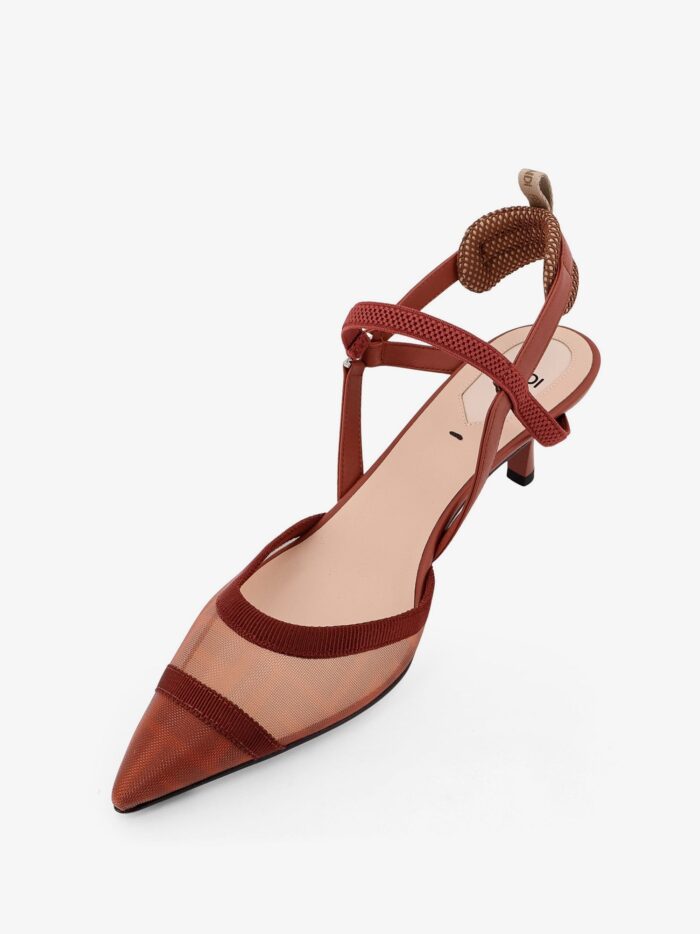 Fendi Colibrì Leather And Mesh Slingback With FF Motif