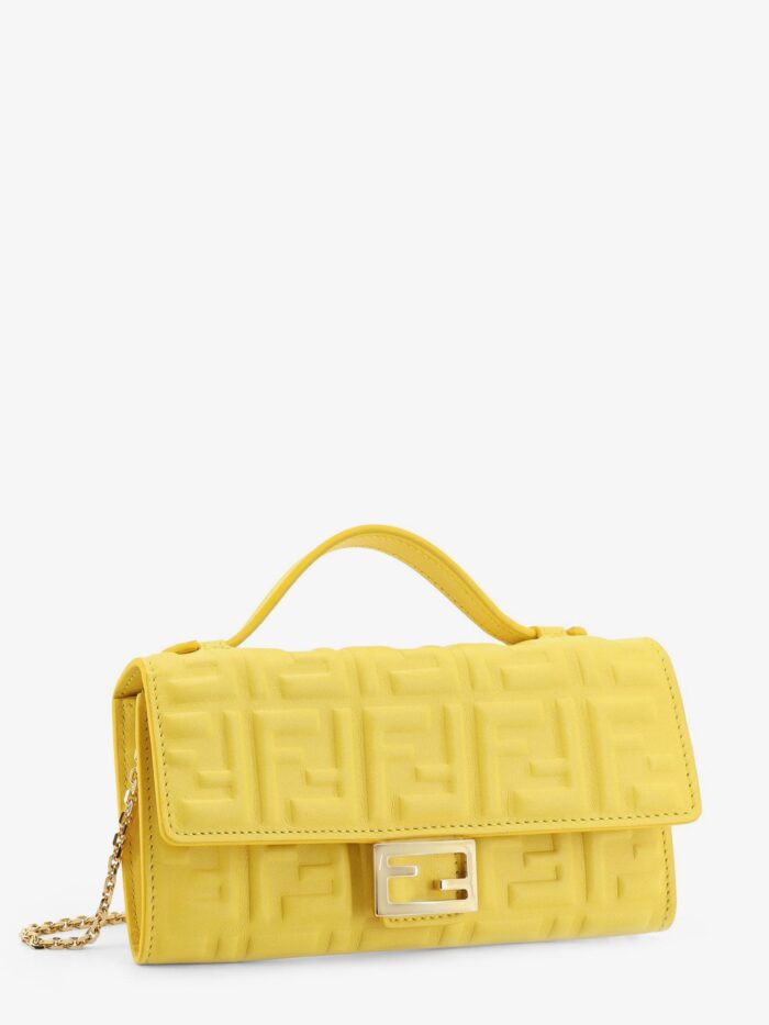 Fendi Continental With Chain Baguette Crossbody Bag With Embossed FF