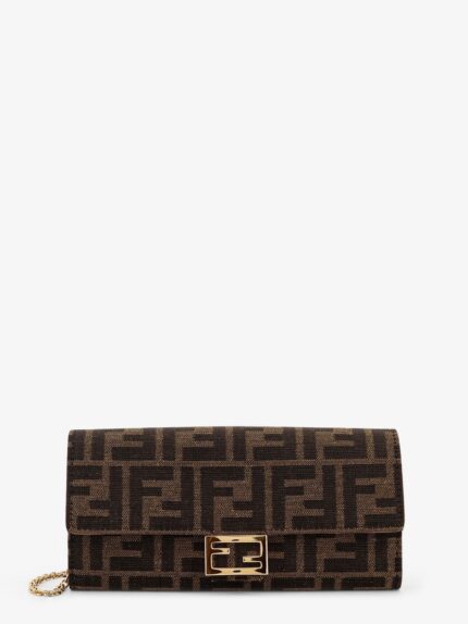 Fendi Continental With Chain Baguette FF Jacquard Fabric Shoulder Bag