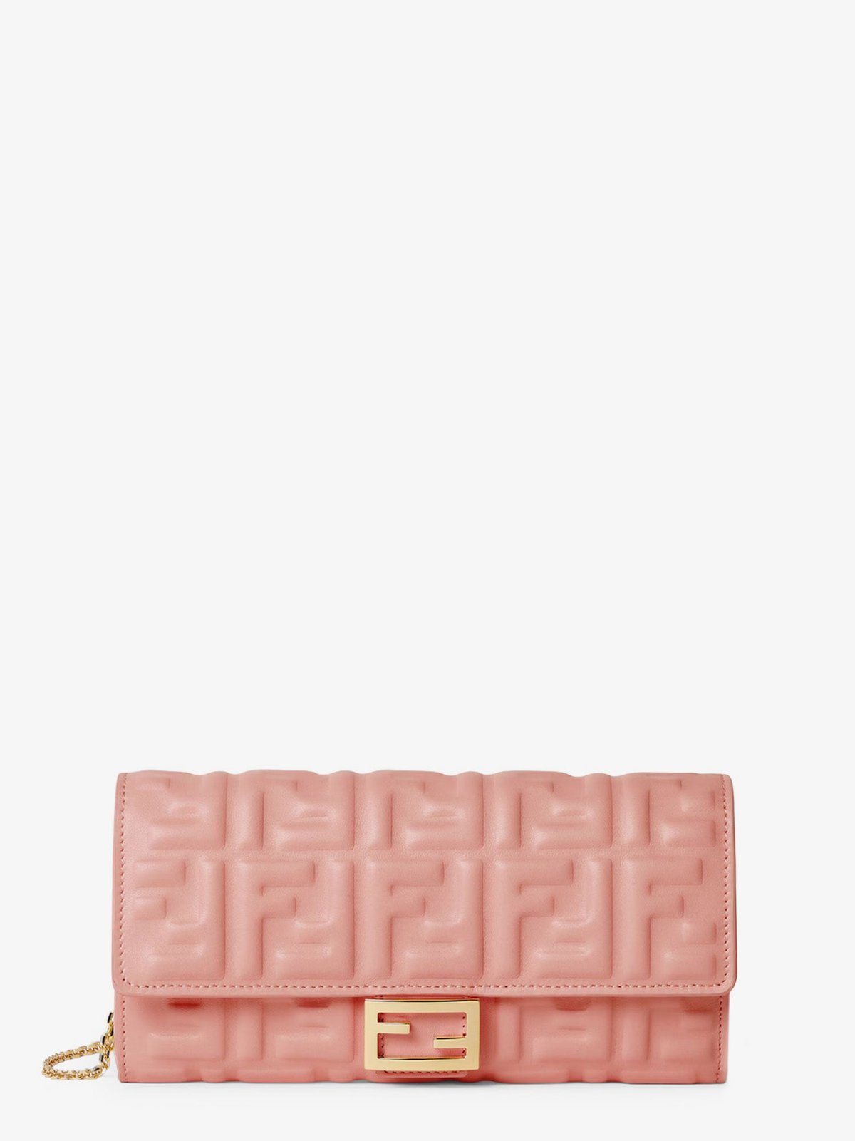 Fendi Continental With Chain Baguette Leather Crossbody Bag