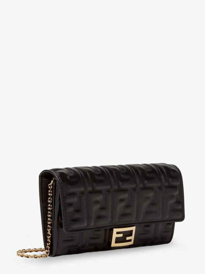 Fendi Continental With Chain Baguette Leather Shoulder Bag With FF Motif