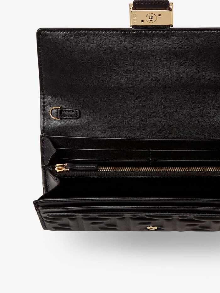 Fendi Continental With Chain Baguette Leather Shoulder Bag With FF Motif