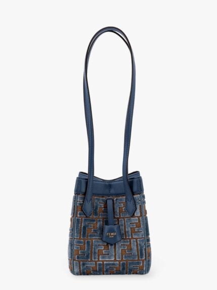 Fendi Convertible Bucket Bag In Velvet With All-over Ff Logo