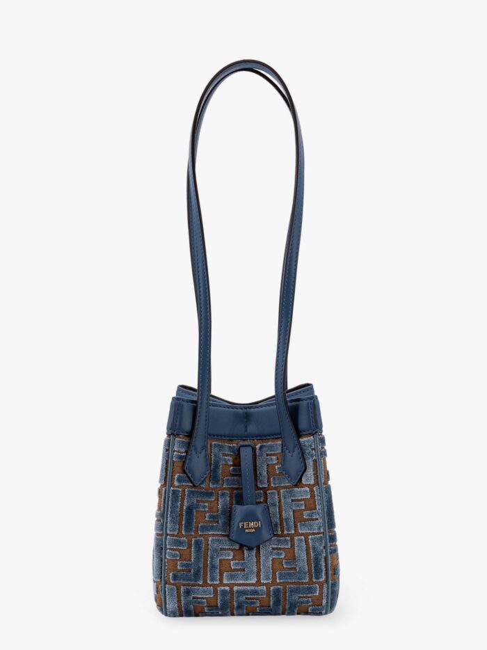 Fendi Convertible Bucket Bag In Velvet With All-over Ff Logo