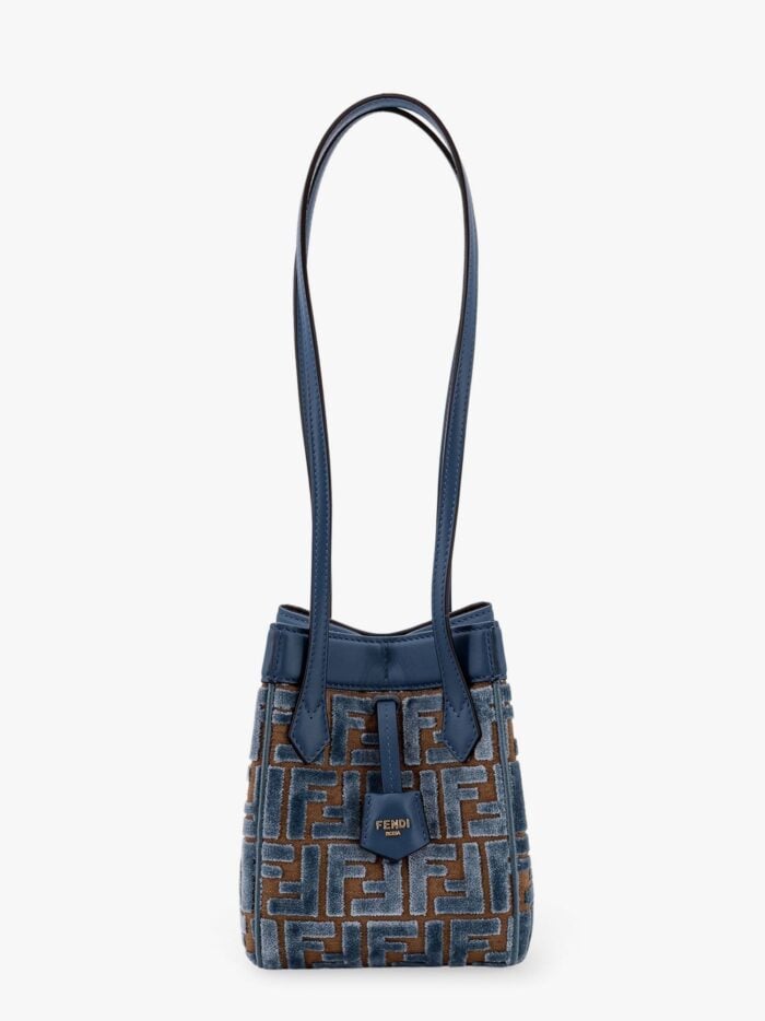 Fendi Convertible Bucket Bag In Velvet With All-over Ff Logo